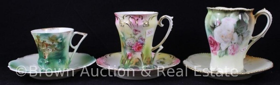 (3) R.S. Prussia cup and saucer sets, assorted sizes and molds