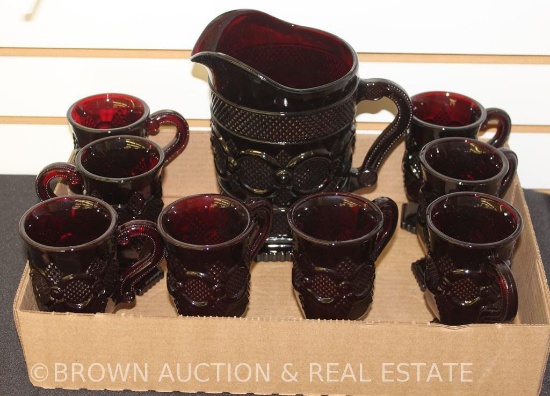 Cape Cod pitcher and (8) handled mugs