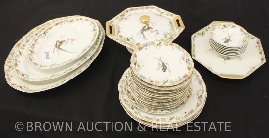(26) pieces Theodore Haviland Limoges china, Accadia pattern: platters, cov. vegetable bowl, cake