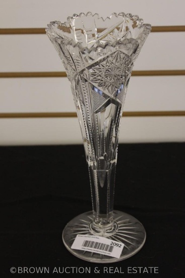 Cut Glass 11.25"h trumpet-shaped vase