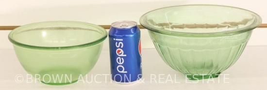 (2) Green depression mixing bowls