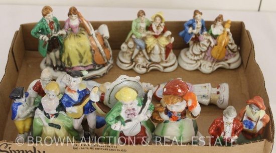 Box lot assorted porcelain figurines incl. Victorian couples