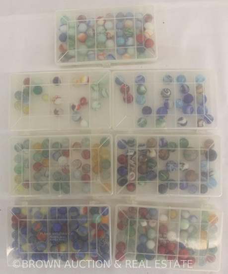 Box lot of assorted marbles