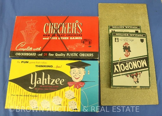 (3) Games - Yahtzee, Monopoly and Checkers