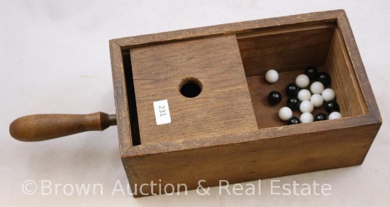 Wooden ballot box w/marbles