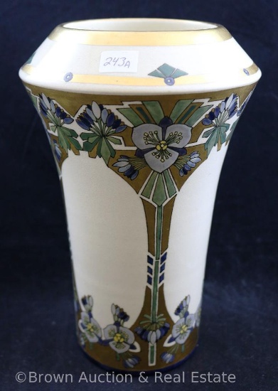 Pickard 9"h vase, nice Deco floral decoration with gold accents