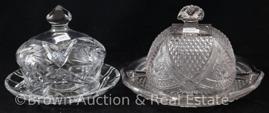(2) Cov. Butter dishes - 1-EAPG and 1-Cut Glass