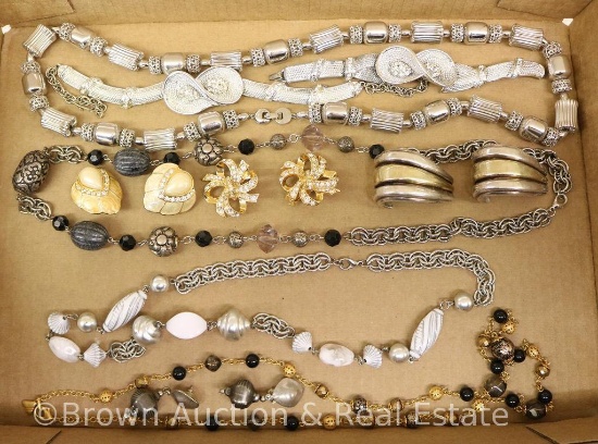 Box lot of costume jewelry - necklaces and earrings