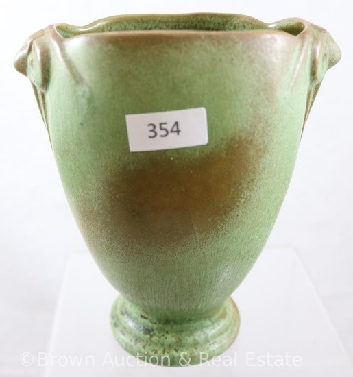 Frankoma #38 Ram/s head 6" vase, prairie green, paper label
