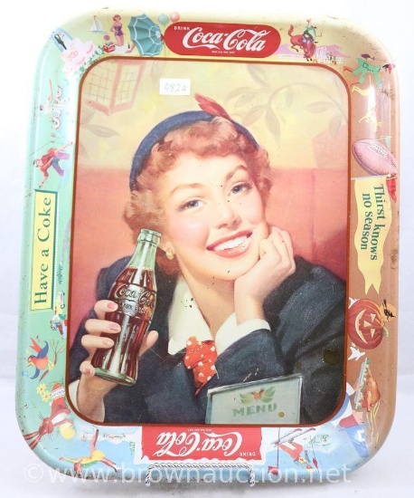 Coca-Cola advertising tray, "Menu Girl", 1950's