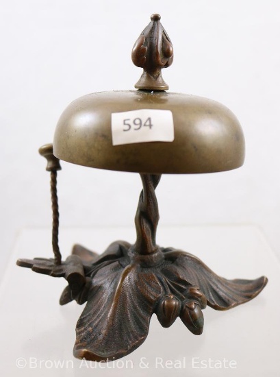Art Deco solid brass hotel front desk bell, 5" tall