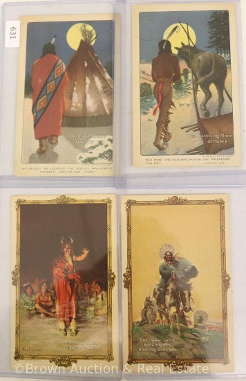 (4) Doe-Wah-Jack souvenir post cards: The Traveling Moon/October; Seeking New Hunting Grounds; Plea