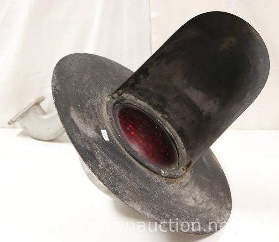 Railroad train crossing red signal light with hooded lens, mrkd. WRRS Co. 950-11 **BROWN AUCTION