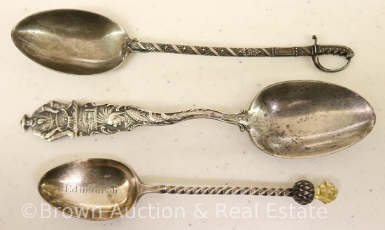 (3) Spoons, 2-mrkd. Sterling and 1 with Hallmarks