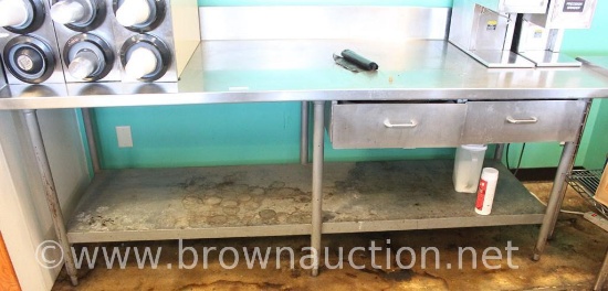 Stainless Steel counter with under shelf and 2 drawers - 78" x 36"