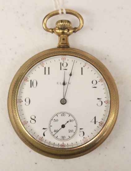 Elgin pocket watch, 15 jewels, 20 years guaranteed gold case