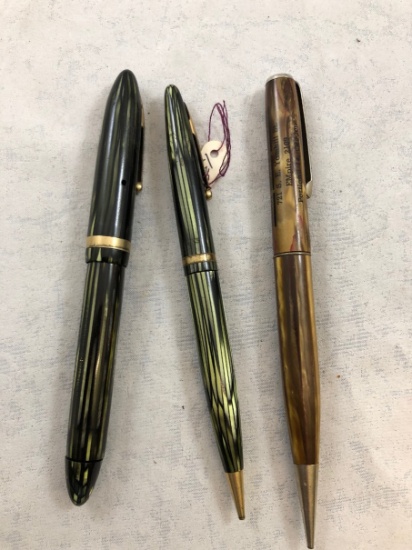 (3) vintage tortoise shell pens and pencils: Ritepoint mechanical pencil; S