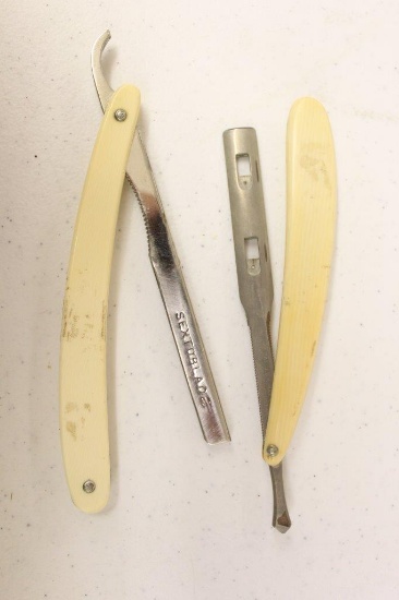 (2) razors with celluloid handles