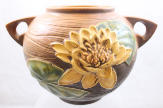 Roseville Water Lily 437-6" bowl, brown