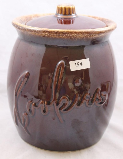 Hull "Cookies" jar, mirror brown trimmed in ivory foam