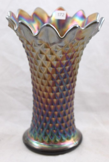 Carnival Glass Northwood Diamond Point 7" vase, amethyst to purple