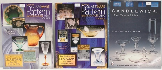 (3) Research books: Florences' Glass Pattern Identification Guide, Volumes III and IV; Candlewick,