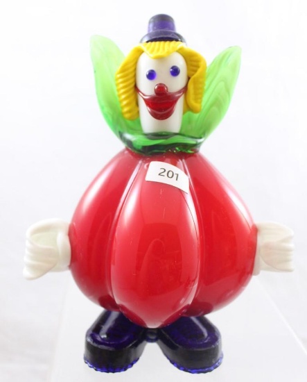 Hand-Blown Murano Glass 7.5"h colorful clown