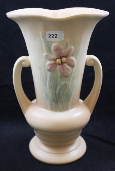 Hull Iris/Narcissus 402-5" vase, peach, paper label