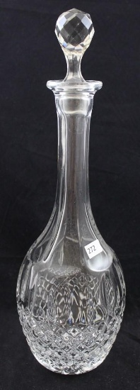 American Brilliant Cut Gass 13.5"h decanter, long oval thumbprints on neck with diamond patterned