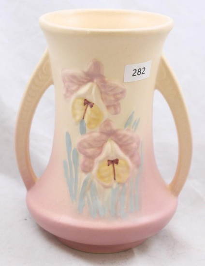 Hull Orchid 304-6" vase, pink/cream