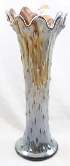 Carnival Glass Northwood Tree Trunk 10.5"h vase, amethyst to purple