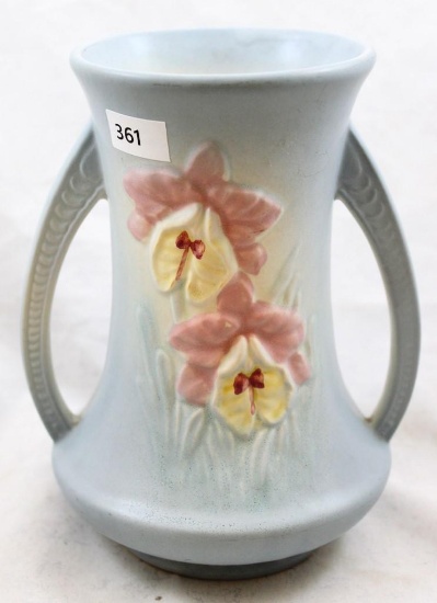 Hull Orchid 304-6" vase, blue