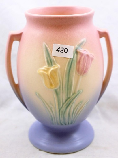 Hull Tulip 108-33-6" vase, pink/blue