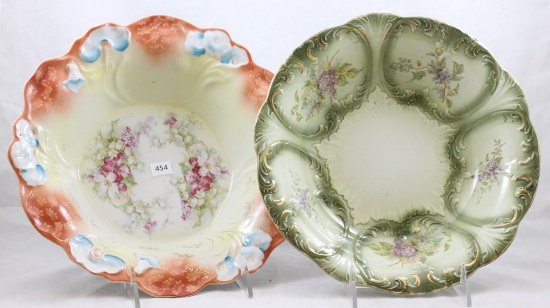 (2) Handpainted porcelain bowls with floral decoration