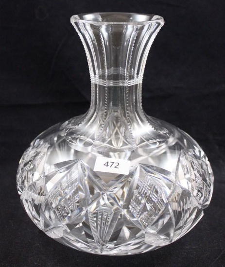 American Brilliant Cut Glass 7.5"h carafe, Fans and Diamond shapes