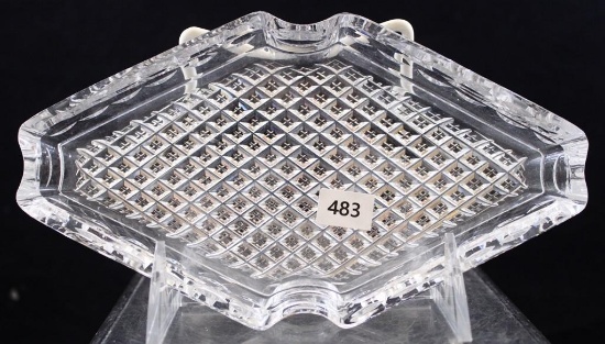 Cut Glass diamond-shaped ashtray, Cross-cut Diamond pattern
