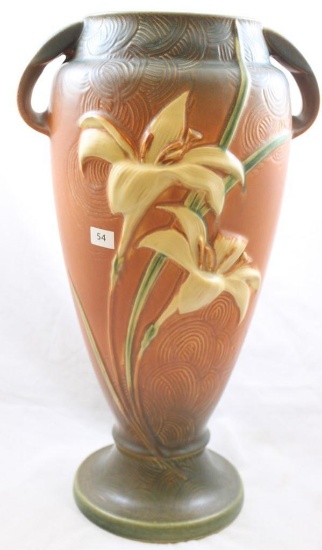 Roseville Zephyr Lily 141-15" vase, brown