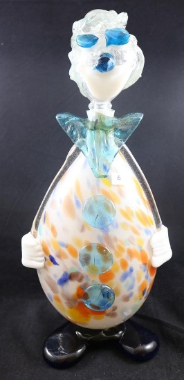 Hand-Blown Murano Glass 15"h clown decanter