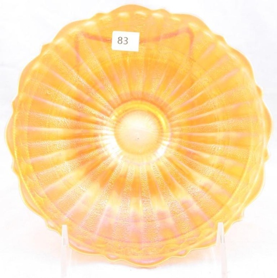 Carnival Glass Fenton Stippled Rays/Scale Band 6.5"d plate, marigold