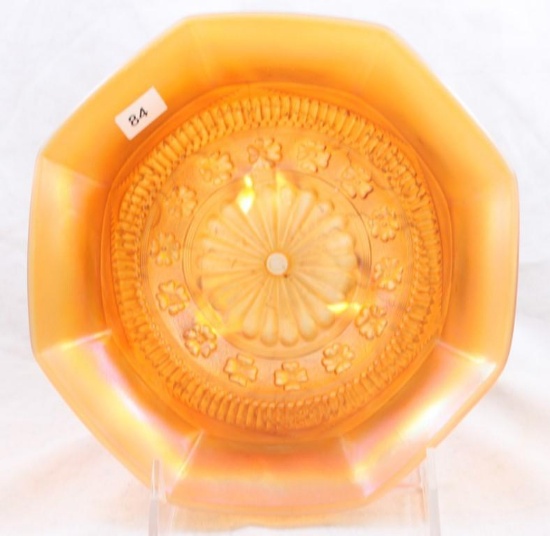 Carnival Glass Northwood Rosette 3.5"h ftd. bowl, marigold