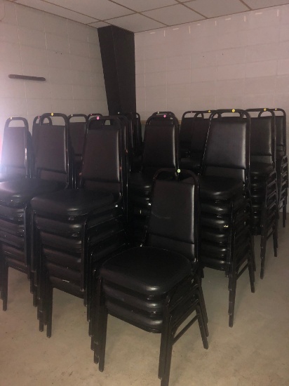 (15) dining chairs: black, padded seats, padded backs - estimated 90%+ are