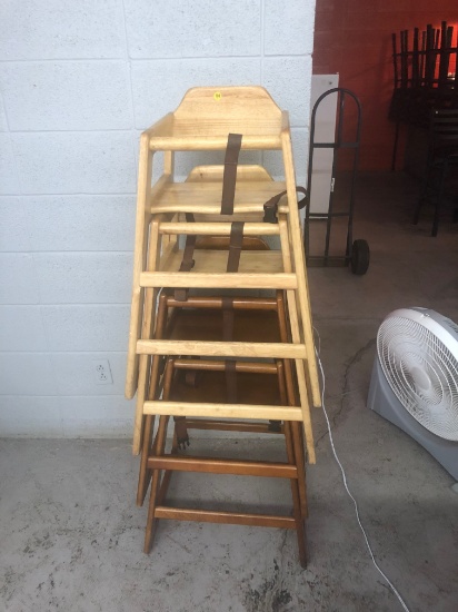 (4) Wooden child's high chairs