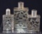 (3) Perfume bottles with decorative silver overlay, Sterling & Hallmarks, 2.5