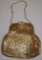 Whiting and Davis goldtone mesh bag, bow clasp with rhinestones