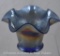 Carnival Glass Holly hat shape, cobalt