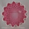 Hobbs Bruckunier Cranberry Hobnail bowl with opaque trim, 8