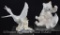 (3) Figurines: Royal Copenhagen playing polar bear cubs; KPM porcelain goose; Germany nude lady on