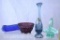 (4) Fenton miniatures incl. basket, vase, bowl and canoe-shape