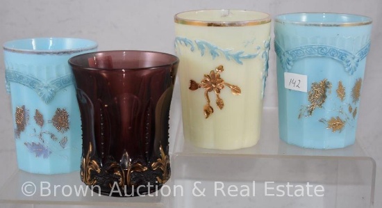 (4) Assorted tumblers - Custard and EAPG (damage to most)