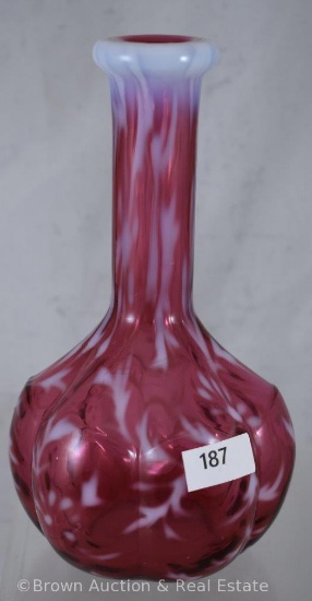 Fenton Cranberry opalescent Daisy and Fern 7" bitters bottle